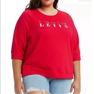 Levi's Plus Size Logo Graphic Relaxed Oversized Crewneck Red Sweatshirt Size 1X